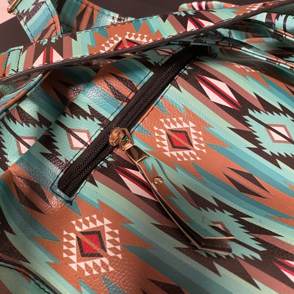 Aztec Western Patterned Backpack Purse - image 6